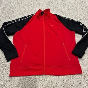 Nike Full Zip Track Jacket Sz XL Red Black Swoosh Sleeve Active Workout Gym